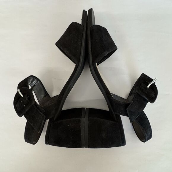 Gabor Black Nubuck Leather Low Heel Block Sandals Women UK 6.5 US 9 Wide Strap - Picture 2 of 15